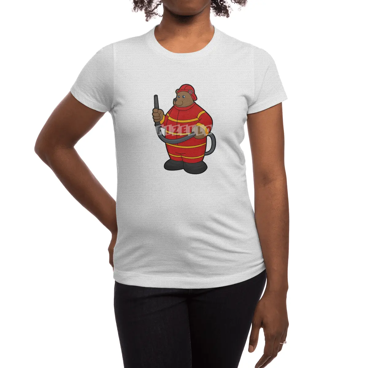 Bear as Firefighter with Hose Spor T-Shirt