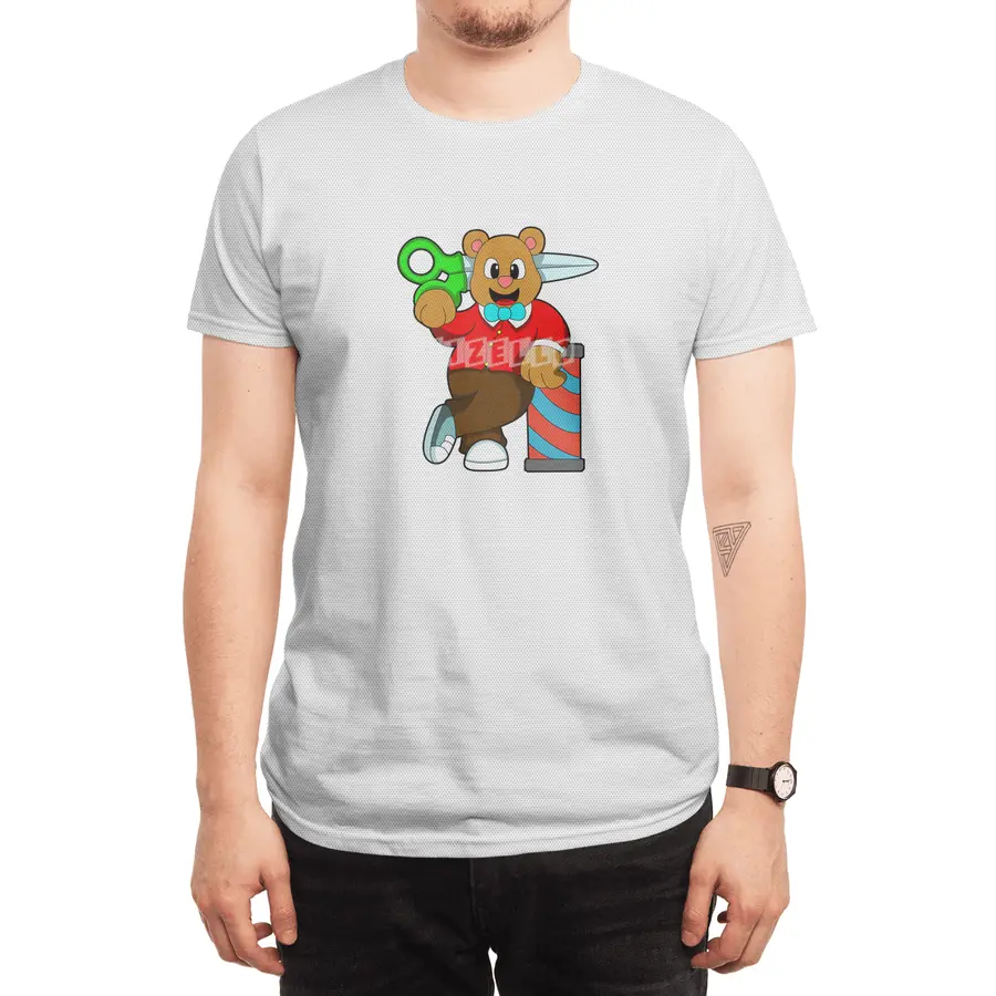 Bear as Hairdresser with Scissors Spor T-Shirt
