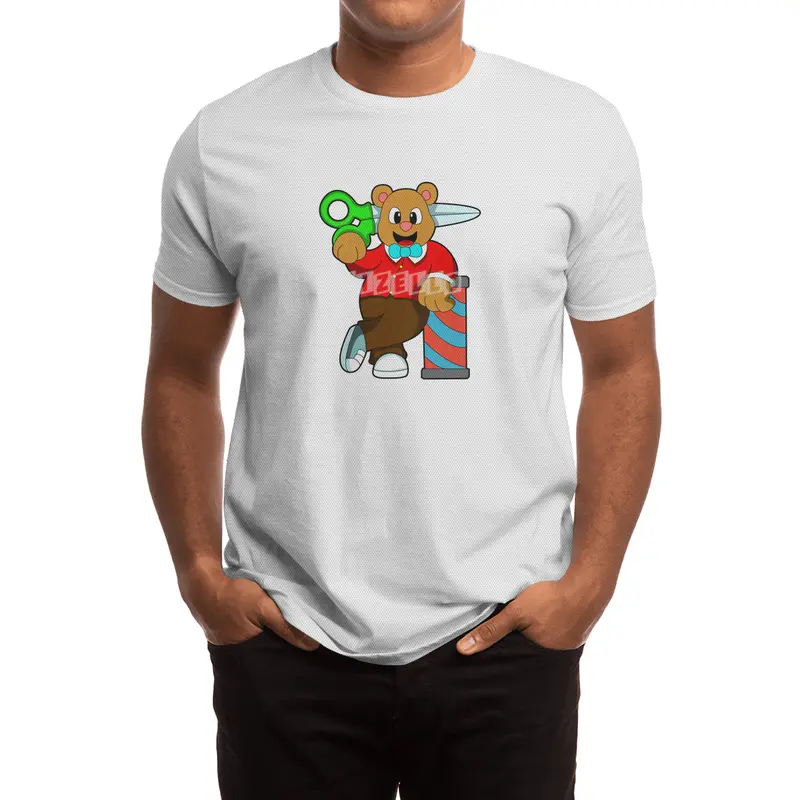 Bear as Hairdresser with Scissors Spor T-Shirt