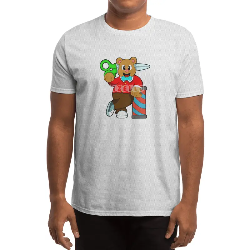 Bear as Hairdresser with Scissors Spor T-Shirt