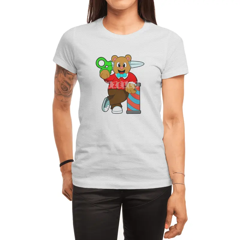Bear as Hairdresser with Scissors Spor T-Shirt