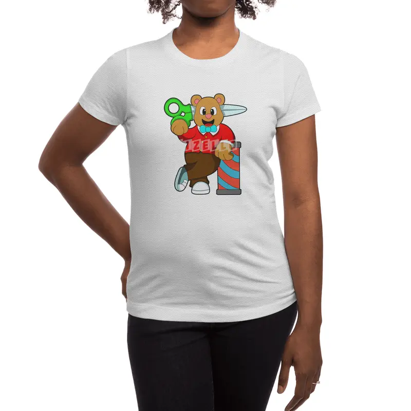 Bear as Hairdresser with Scissors Spor T-Shirt