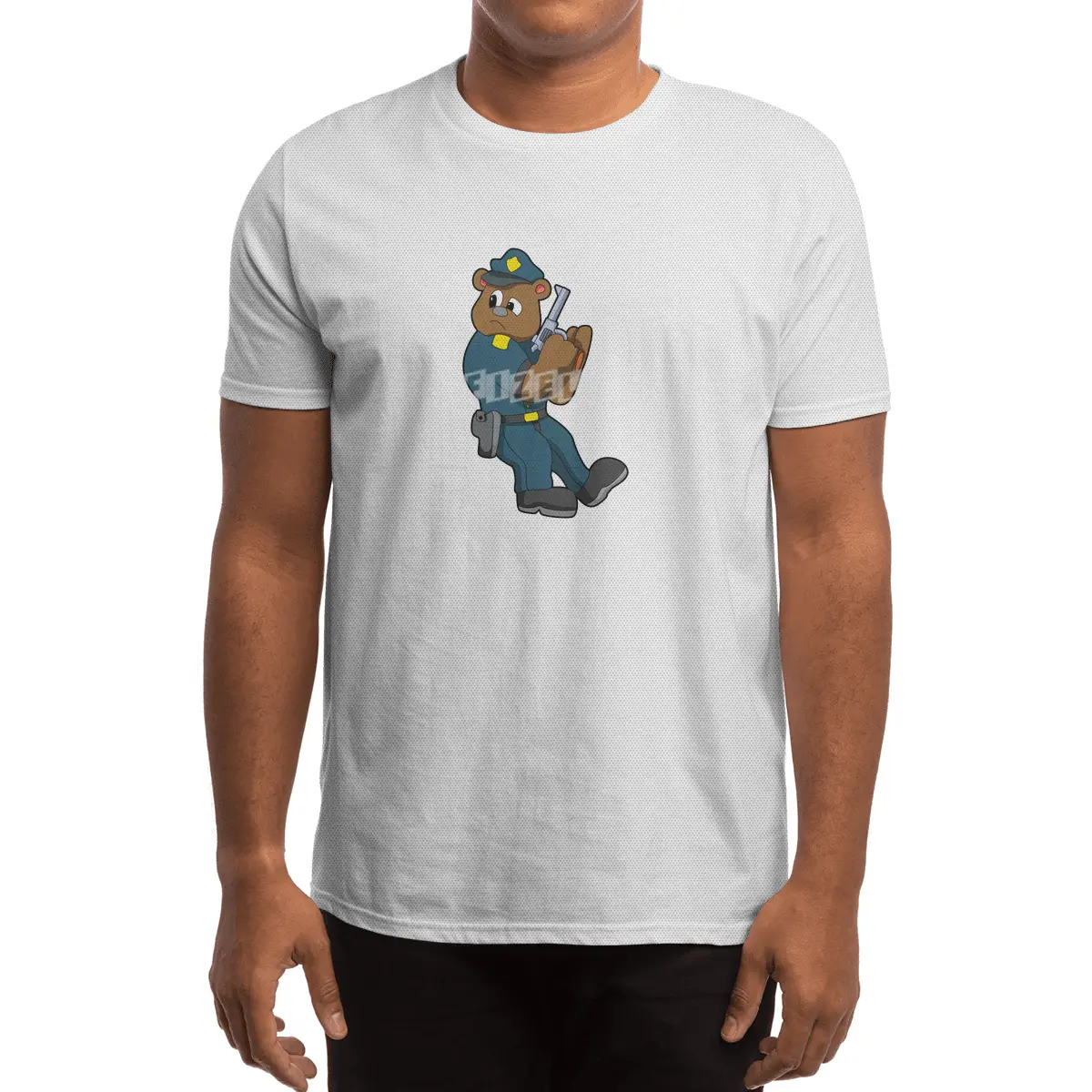 Bear as Police officer with Gun - Police Spor T-Shirt