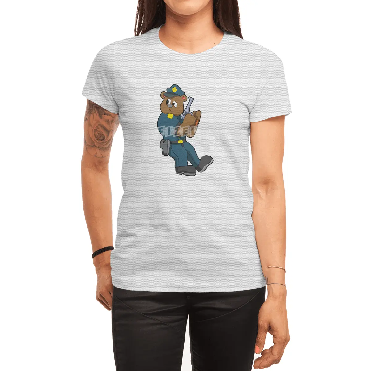 Bear as Police officer with Gun - Police Spor T-Shirt