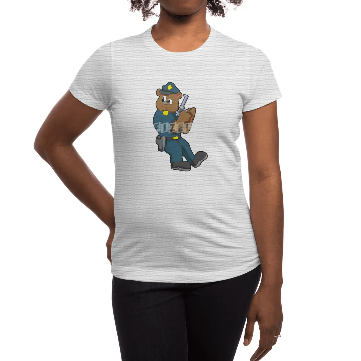 Bear as Police officer with Gun - Police Spor T-Shirt