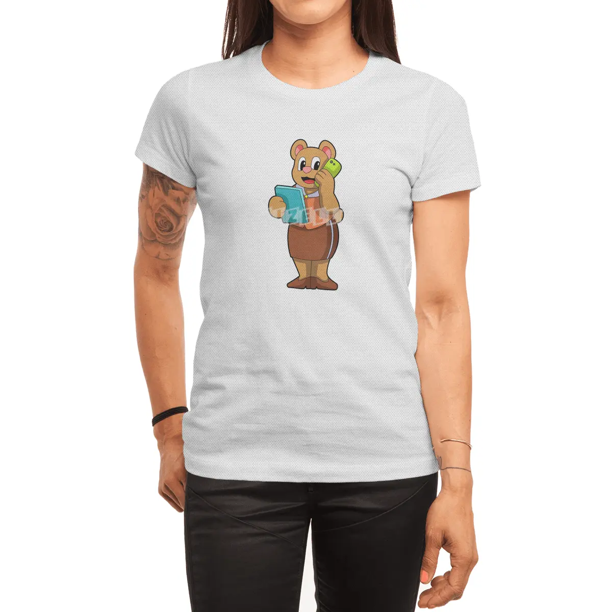 Bear as Secretary at Call with Phone Spor T-Shirt