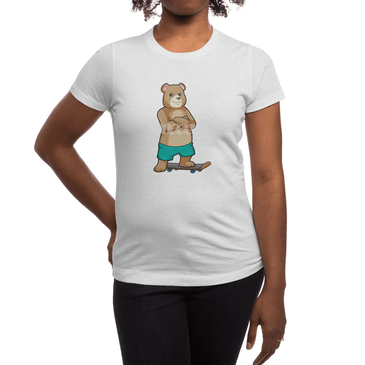 Bear as Skater with Skateboard Spor T-Shirt