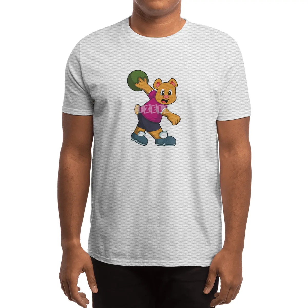 Bear at Bowling with Bowling ball Spor T-Shirt