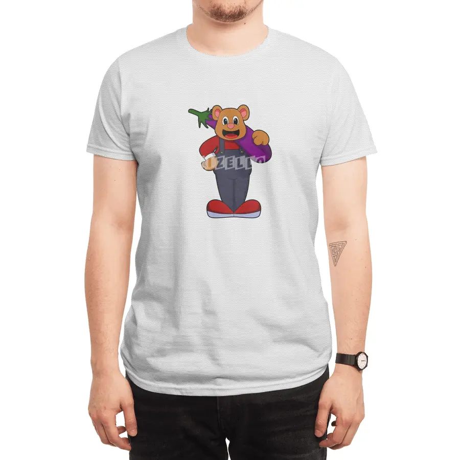 Bear at Farmer with Eggplant Spor T-Shirt