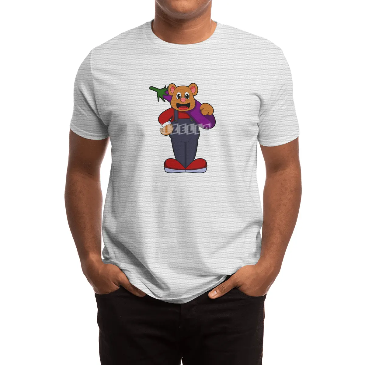 Bear at Farmer with Eggplant Spor T-Shirt