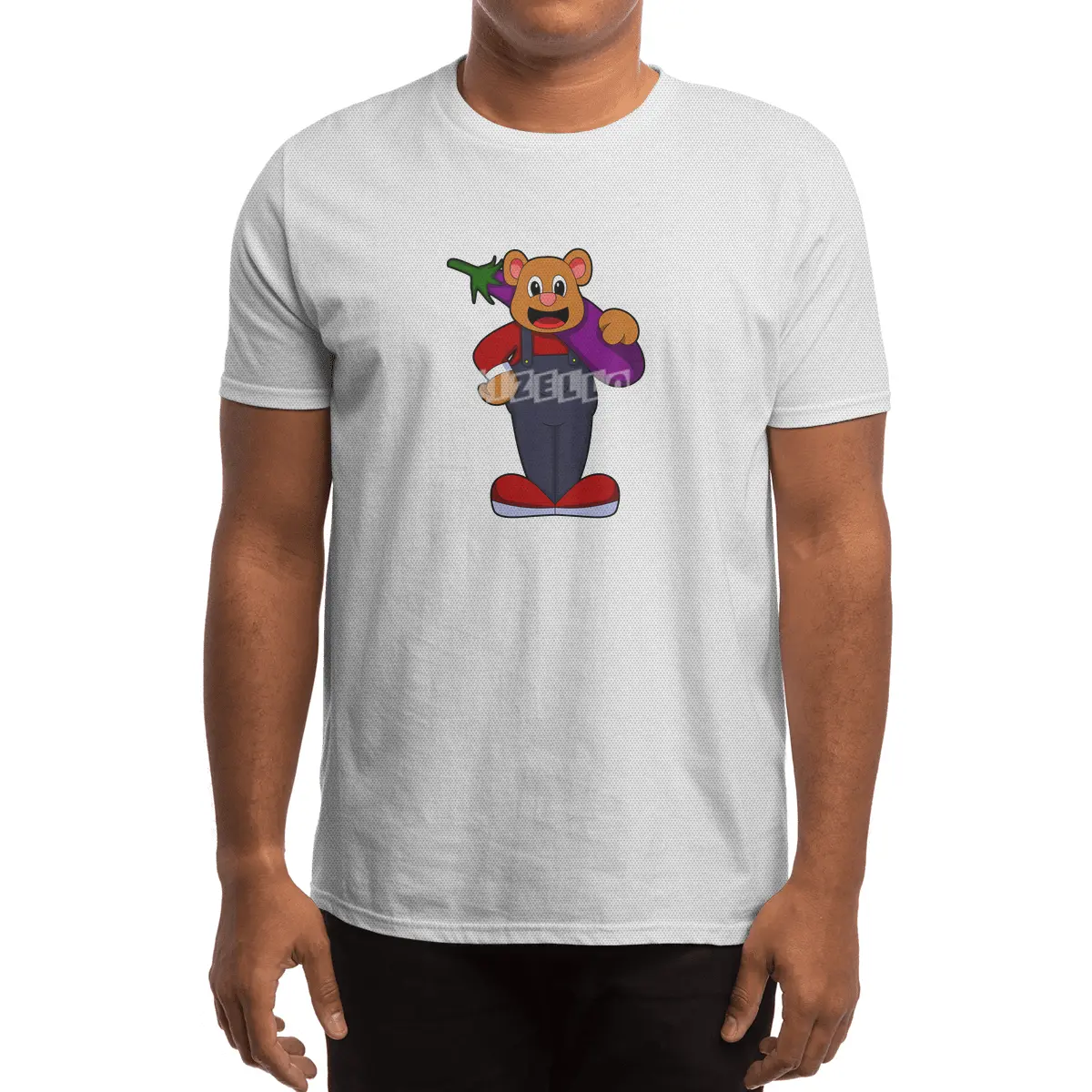 Bear at Farmer with Eggplant Spor T-Shirt