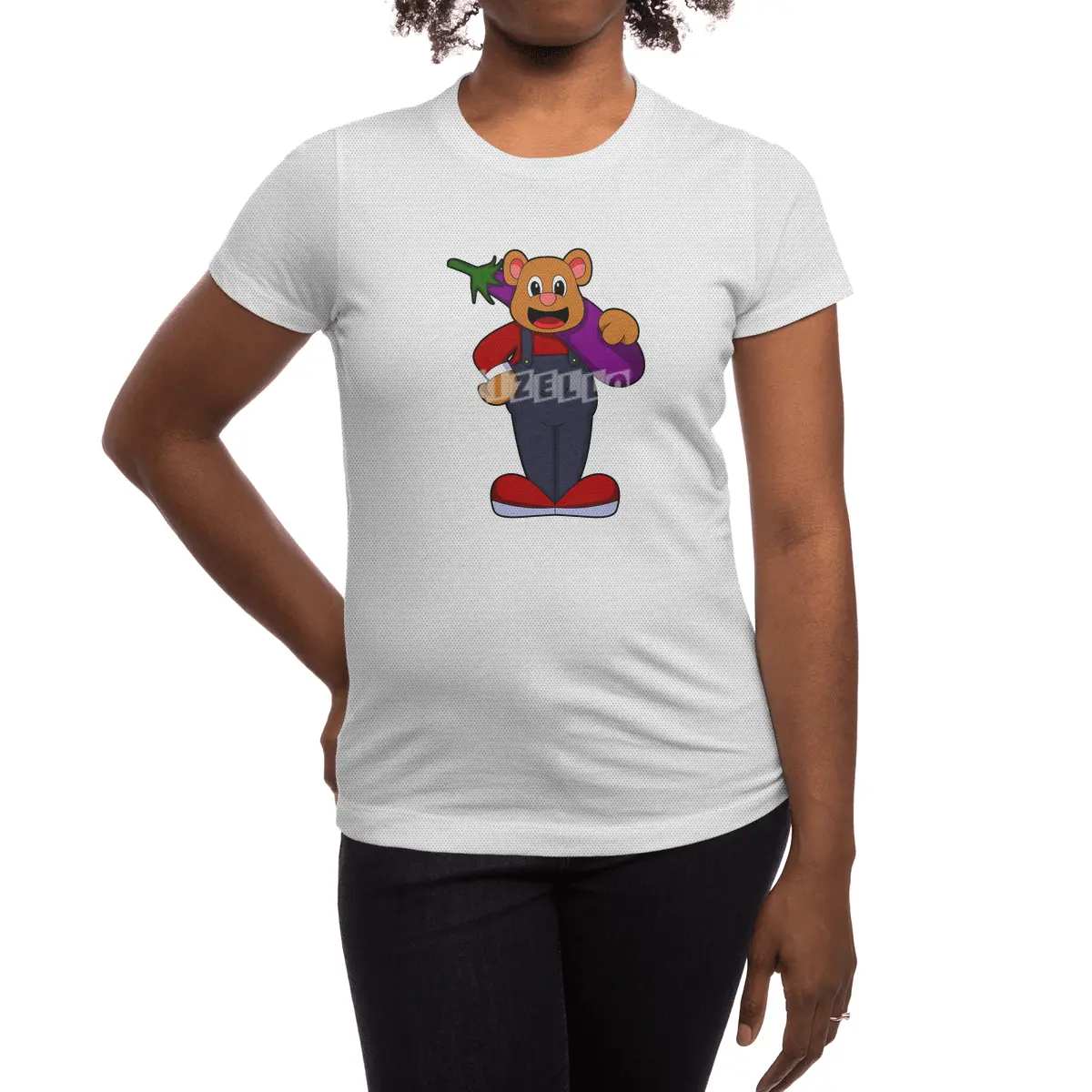Bear at Farmer with Eggplant Spor T-Shirt