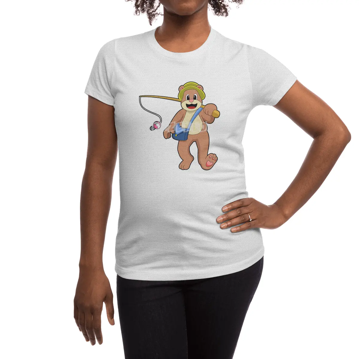 Bear at Fishing with Fishing rod Spor T-Shirt