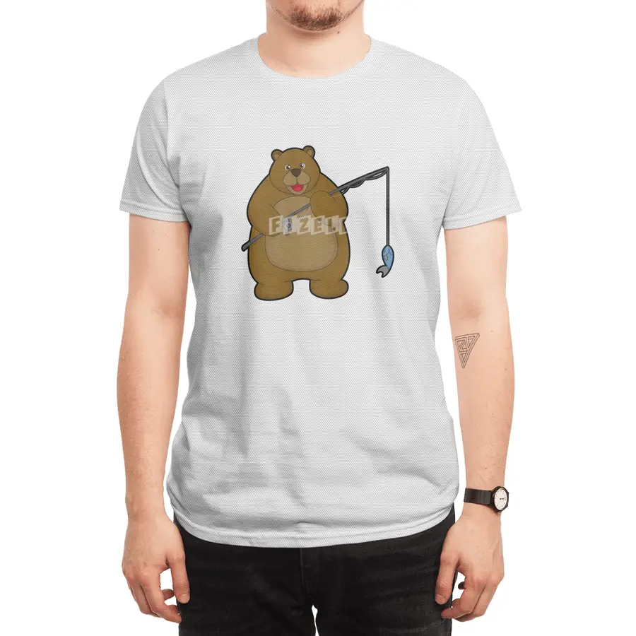 Bear at Fishing with Fishing rod & Fish Spor T-Shirt