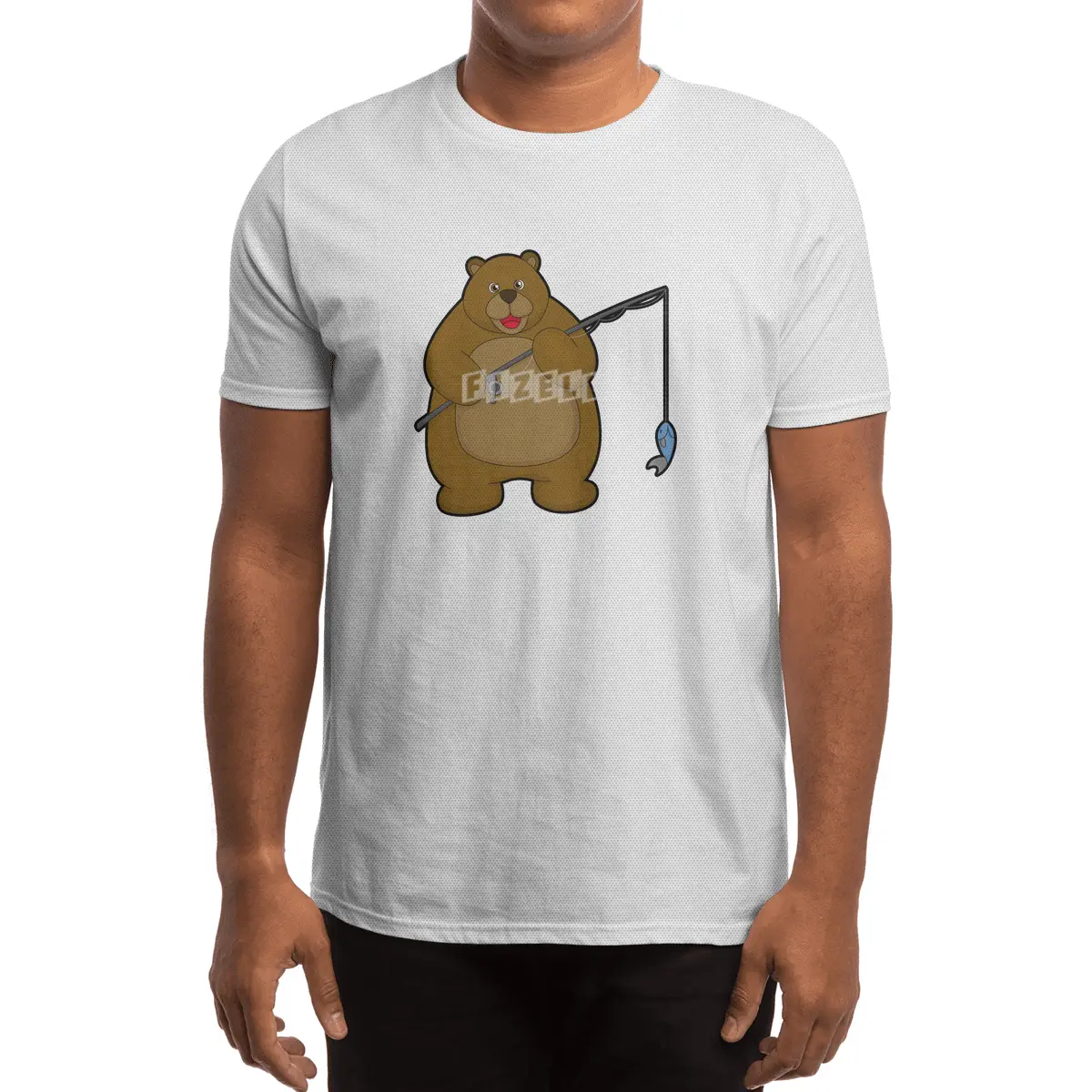 Bear at Fishing with Fishing rod & Fish Spor T-Shirt
