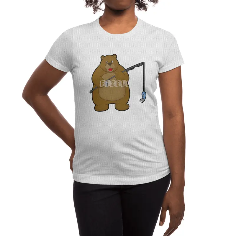 Bear at Fishing with Fishing rod & Fish Spor T-Shirt