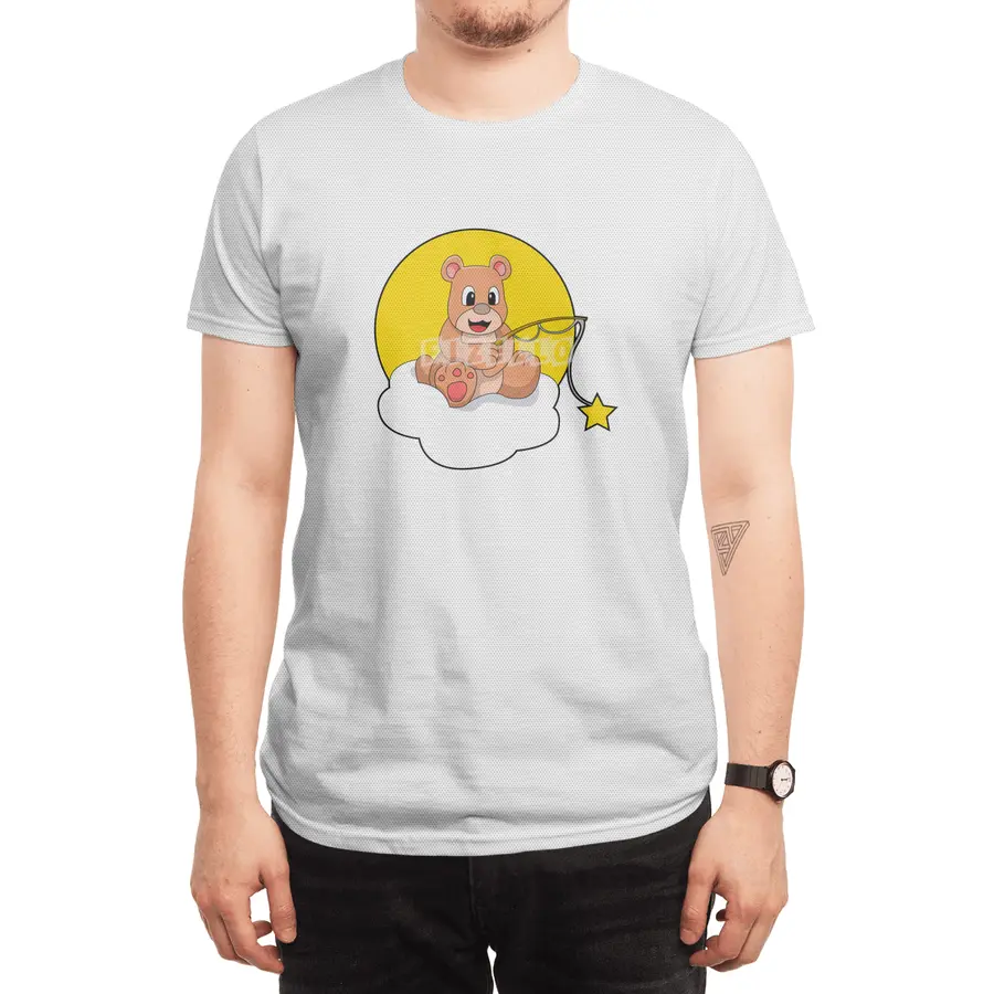 Bear at Fishing with Fishing rod on Cloud Spor T-Shirt