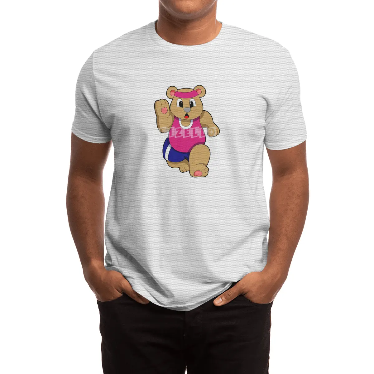 Bear at Fitness - Jogging with Headband Spor T-Shirt