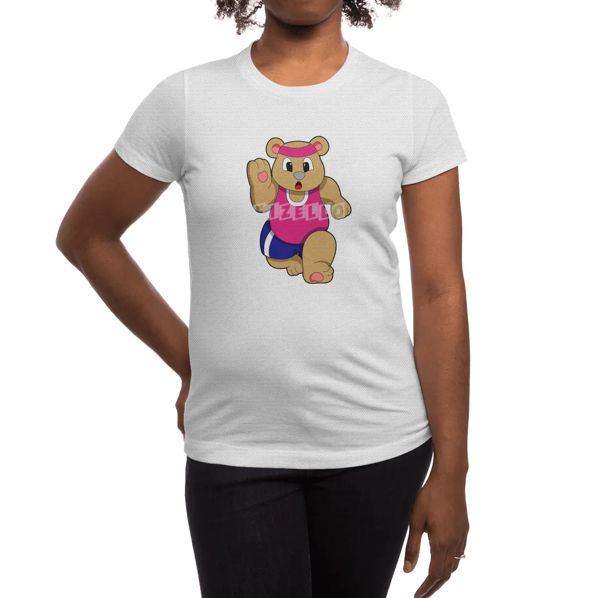 Bear at Fitness - Jogging with Headband Spor T-Shirt