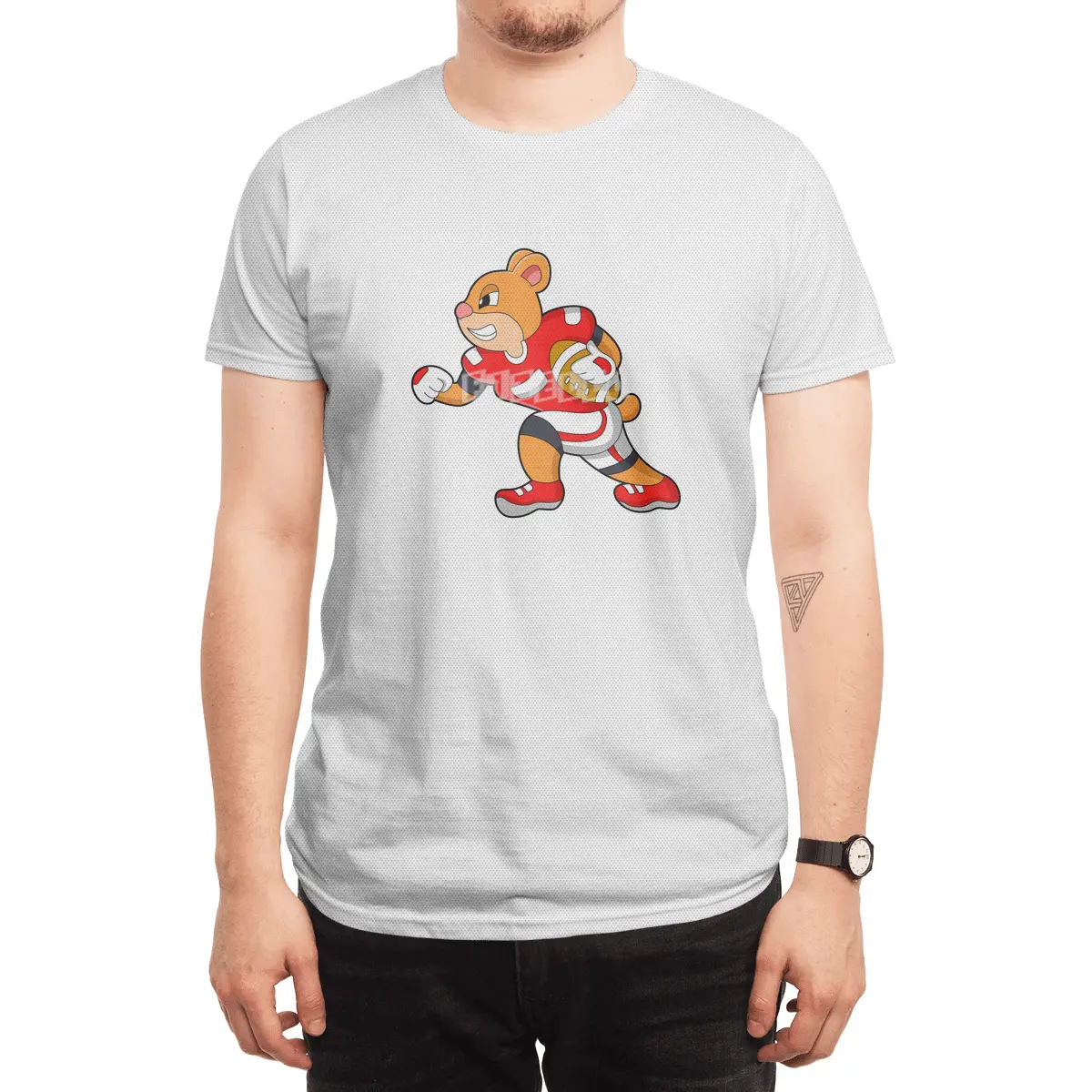 Bear at Football Sports Spor T-Shirt