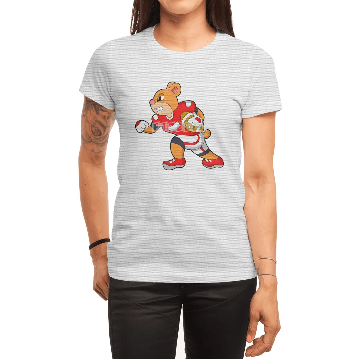 Bear at Football Sports Spor T-Shirt