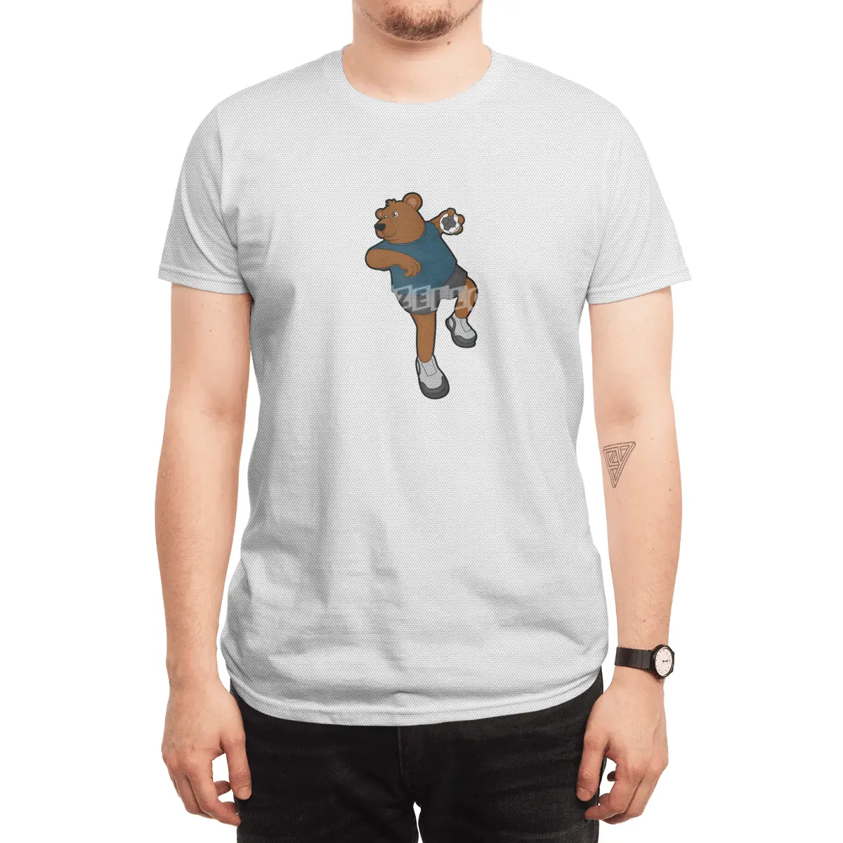 Bear at Handball player with Handball Spor T-Shirt