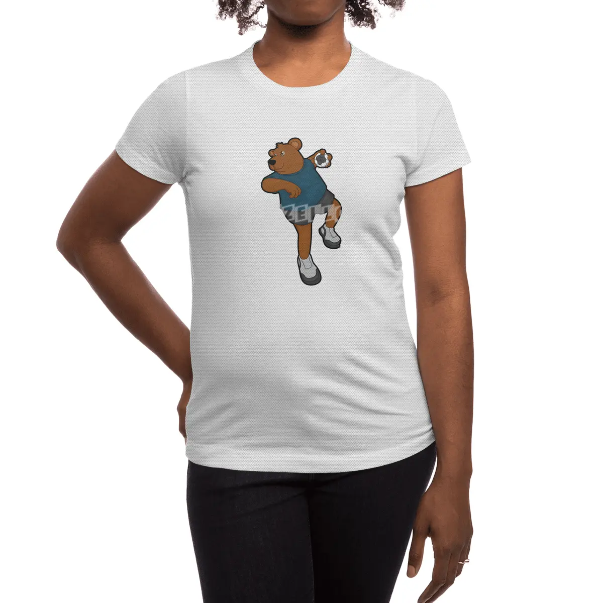 Bear at Handball player with Handball Spor T-Shirt