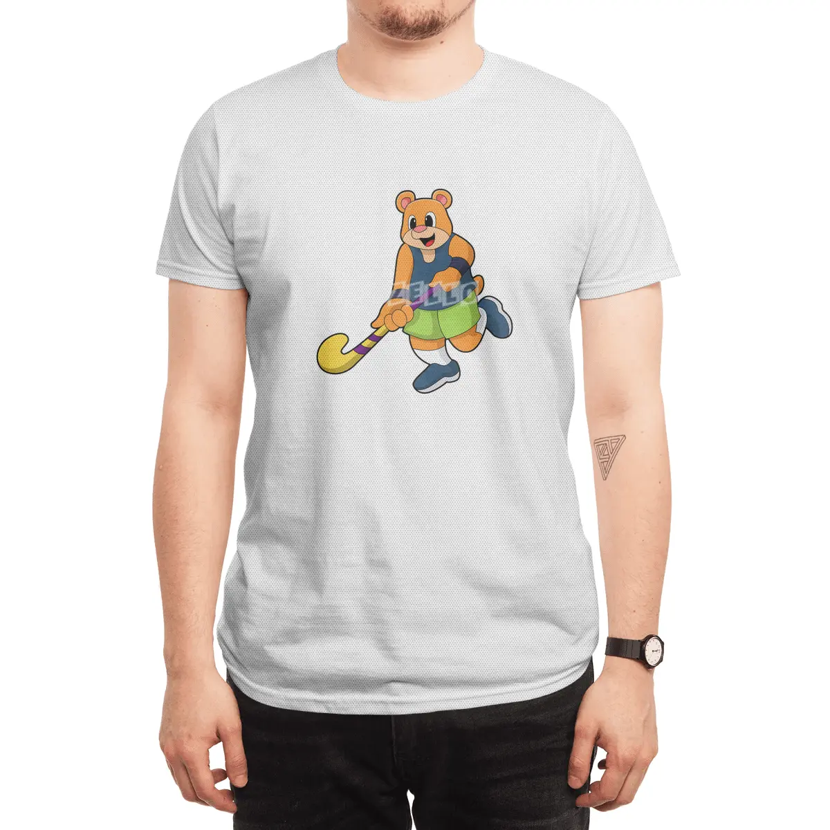 Bear at Hockey with Hockey bat Spor T-Shirt