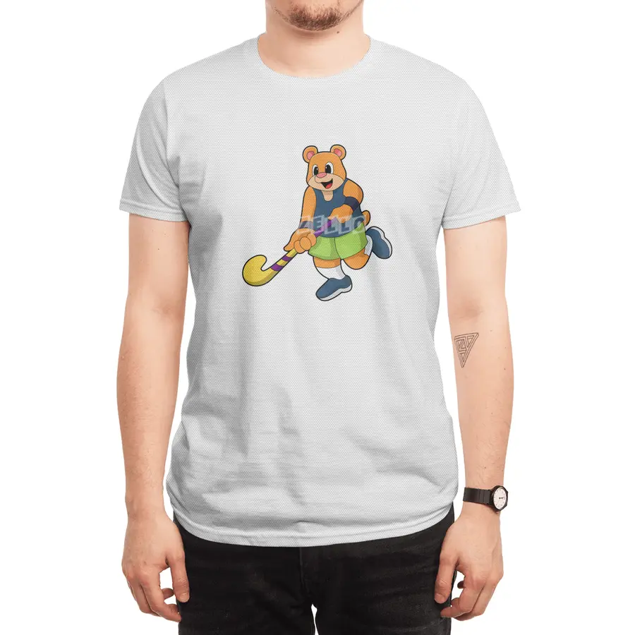 Bear at Hockey with Hockey bat Spor T-Shirt