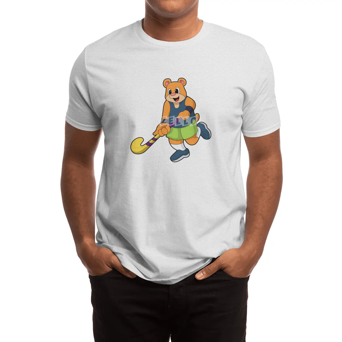 Bear at Hockey with Hockey bat Spor T-Shirt