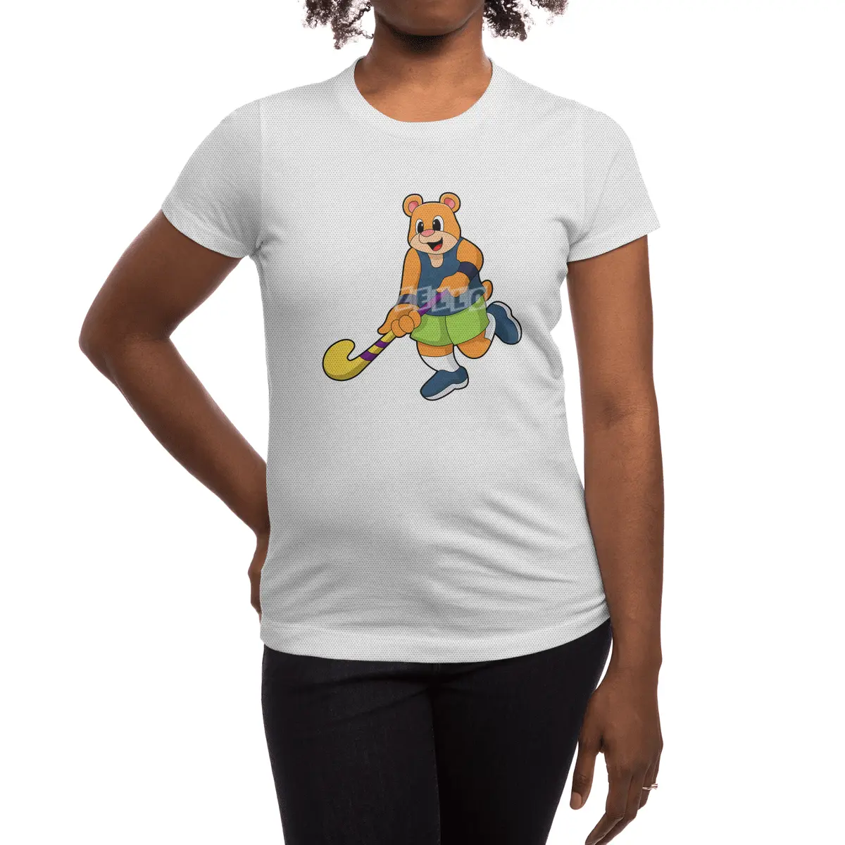 Bear at Hockey with Hockey bat Spor T-Shirt