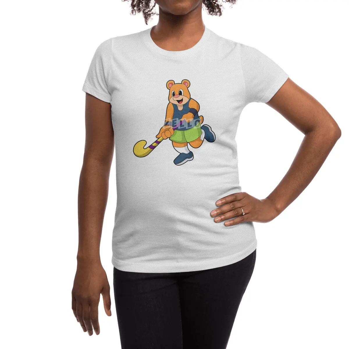 Bear at Hockey with Hockey bat Spor T-Shirt