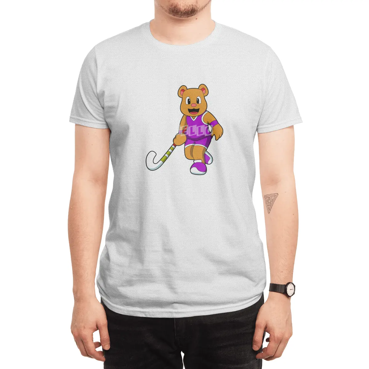 Bear at Hockey with Hockey stick Spor T-Shirt