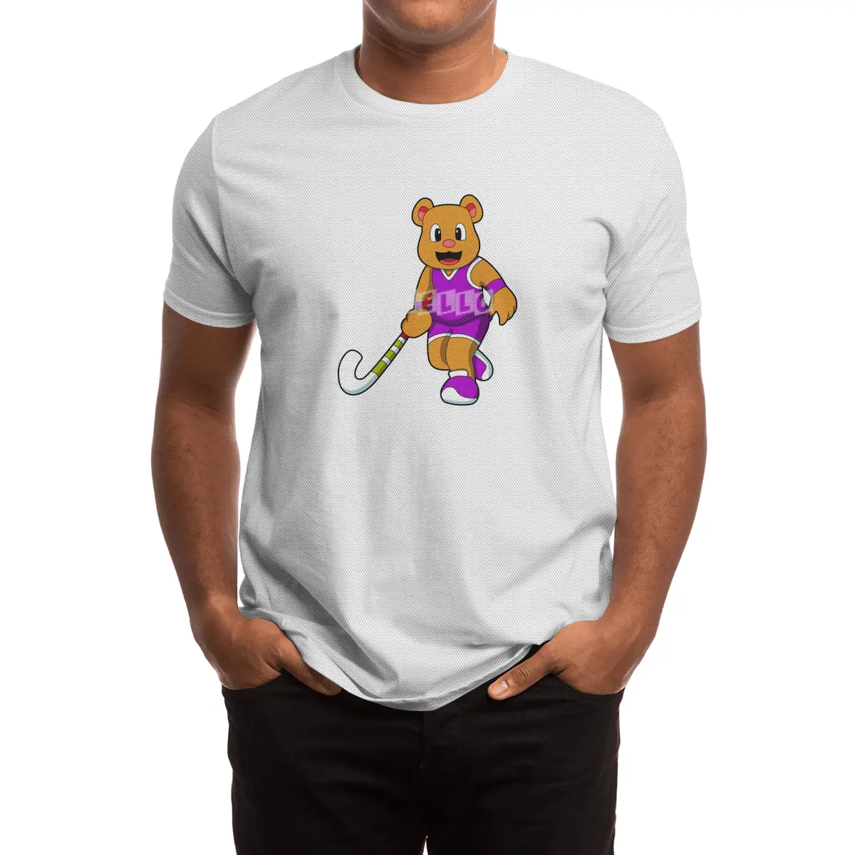 Bear at Hockey with Hockey stick Spor T-Shirt
