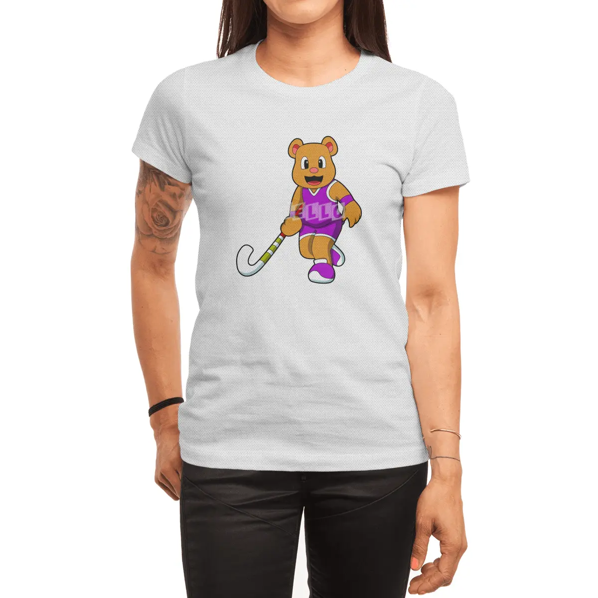 Bear at Hockey with Hockey stick Spor T-Shirt