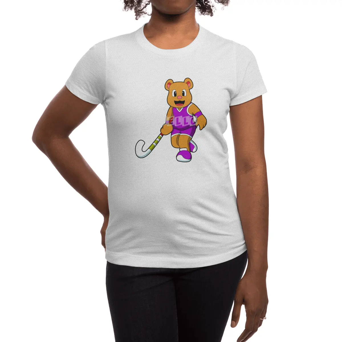 Bear at Hockey with Hockey stick Spor T-Shirt