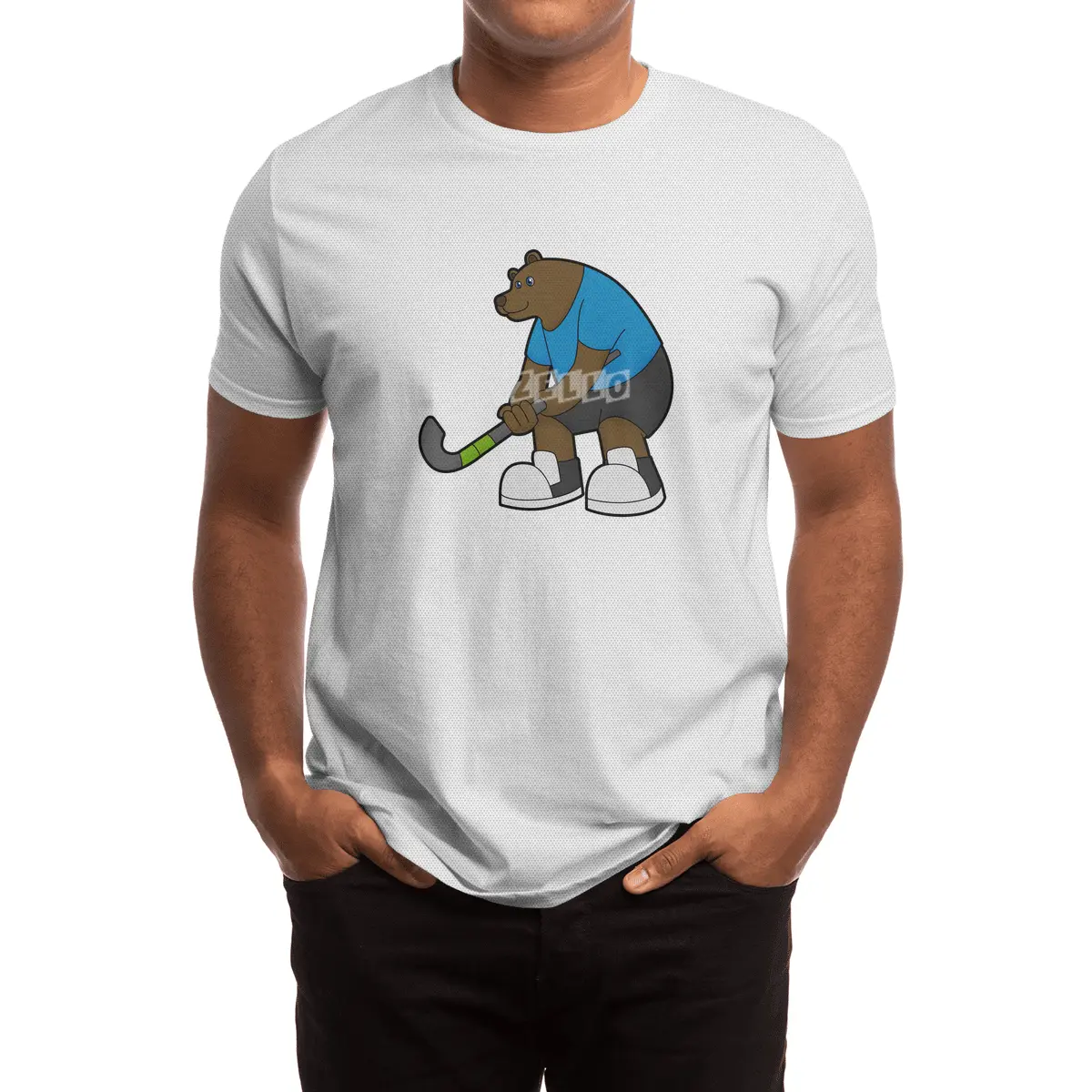 Bear at Hockey with Hockey stick Spor T-Shirt