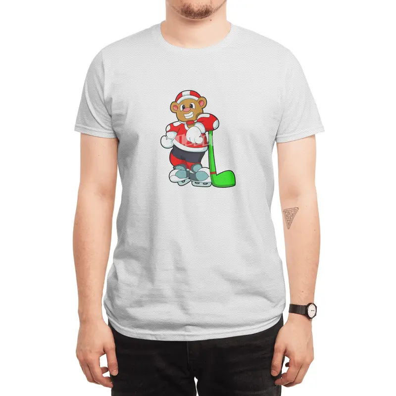 Bear at Ice hockey with Ice hockey stick Spor T-Shirt