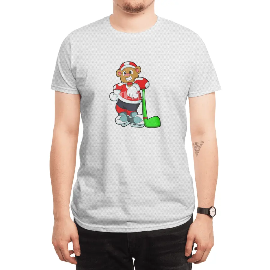 Bear at Ice hockey with Ice hockey stick Spor T-Shirt