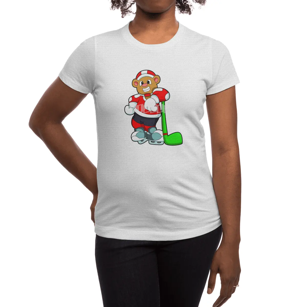 Bear at Ice hockey with Ice hockey stick Spor T-Shirt