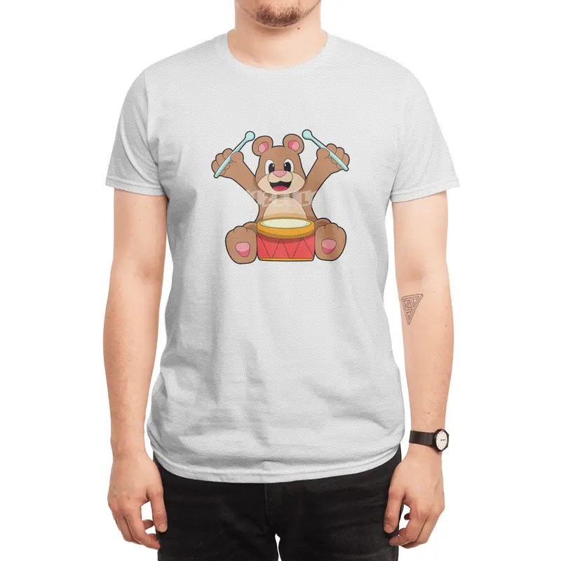 Bear at Music with Drum Spor T-Shirt