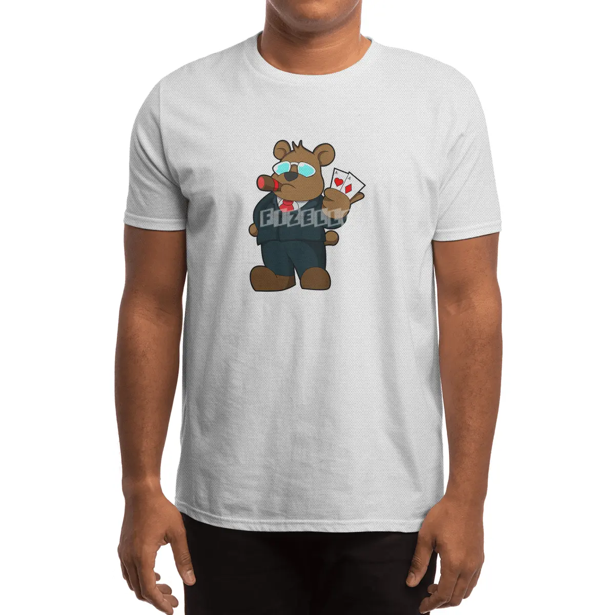 Bear at Poker with Cards Spor T-Shirt