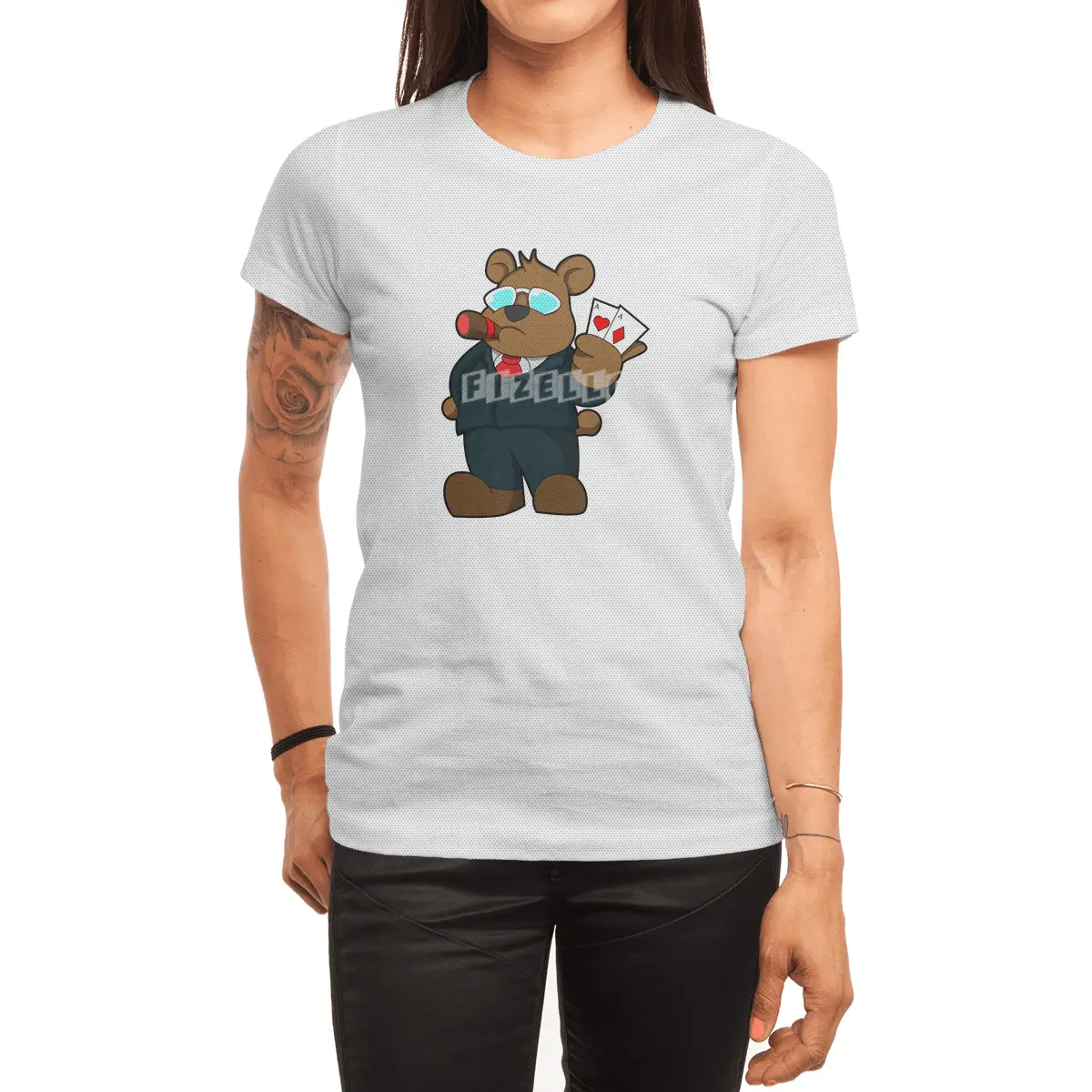 Bear at Poker with Cards Spor T-Shirt