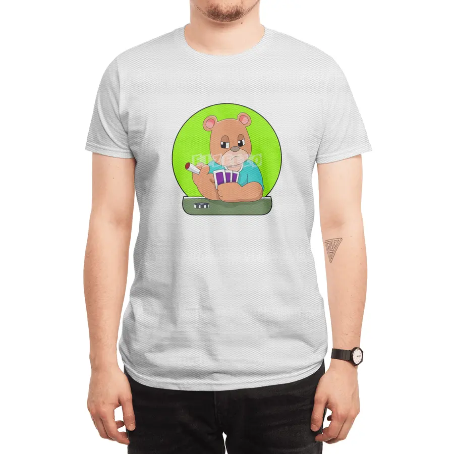 Bear at Poker with Cards & Poker chip Spor T-Shirt