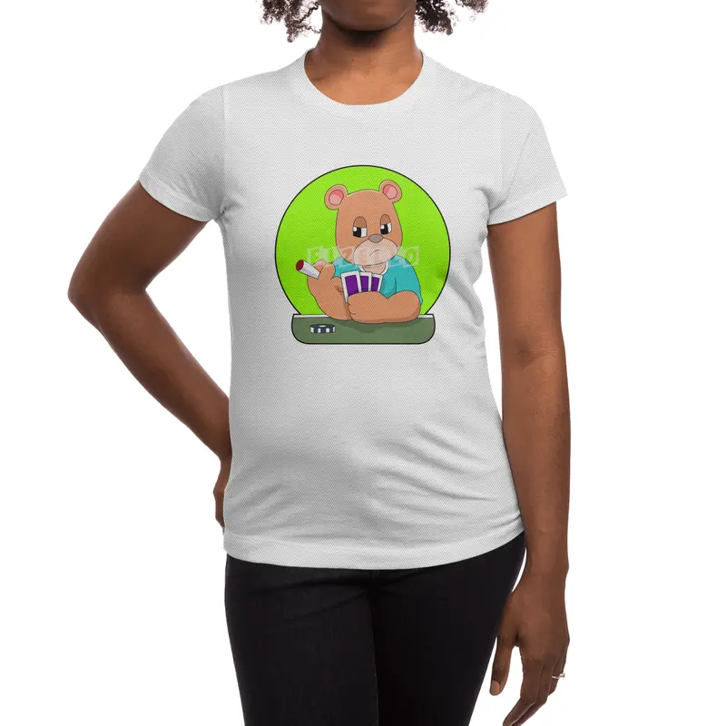 Bear at Poker with Cards & Poker chip Spor T-Shirt