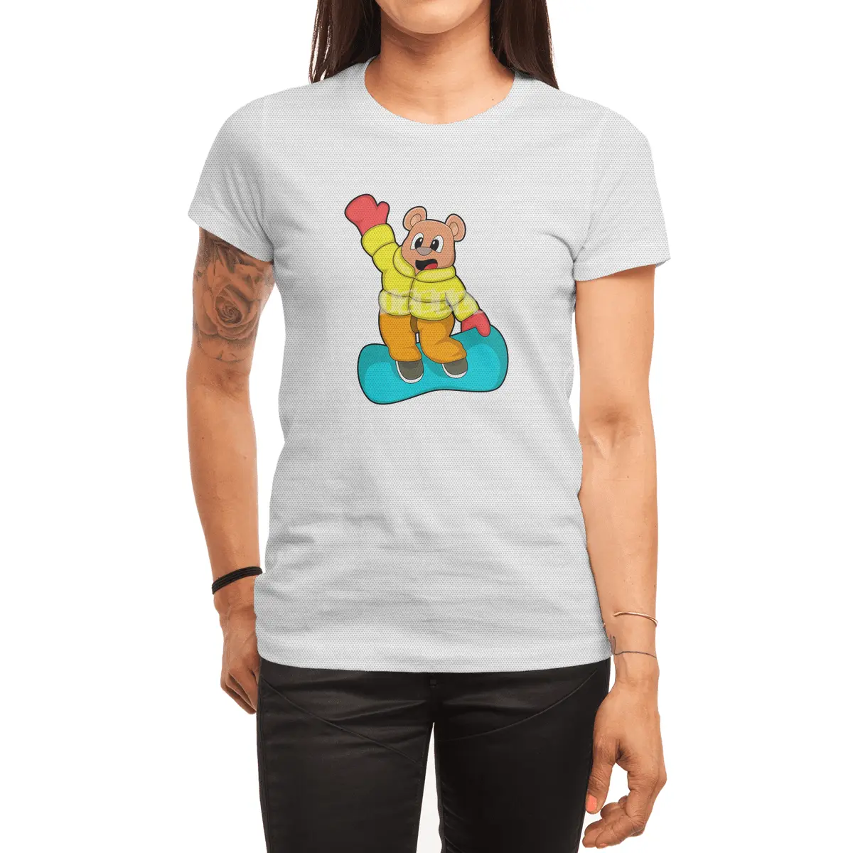 Bear at Snowboard Sports Spor T-Shirt