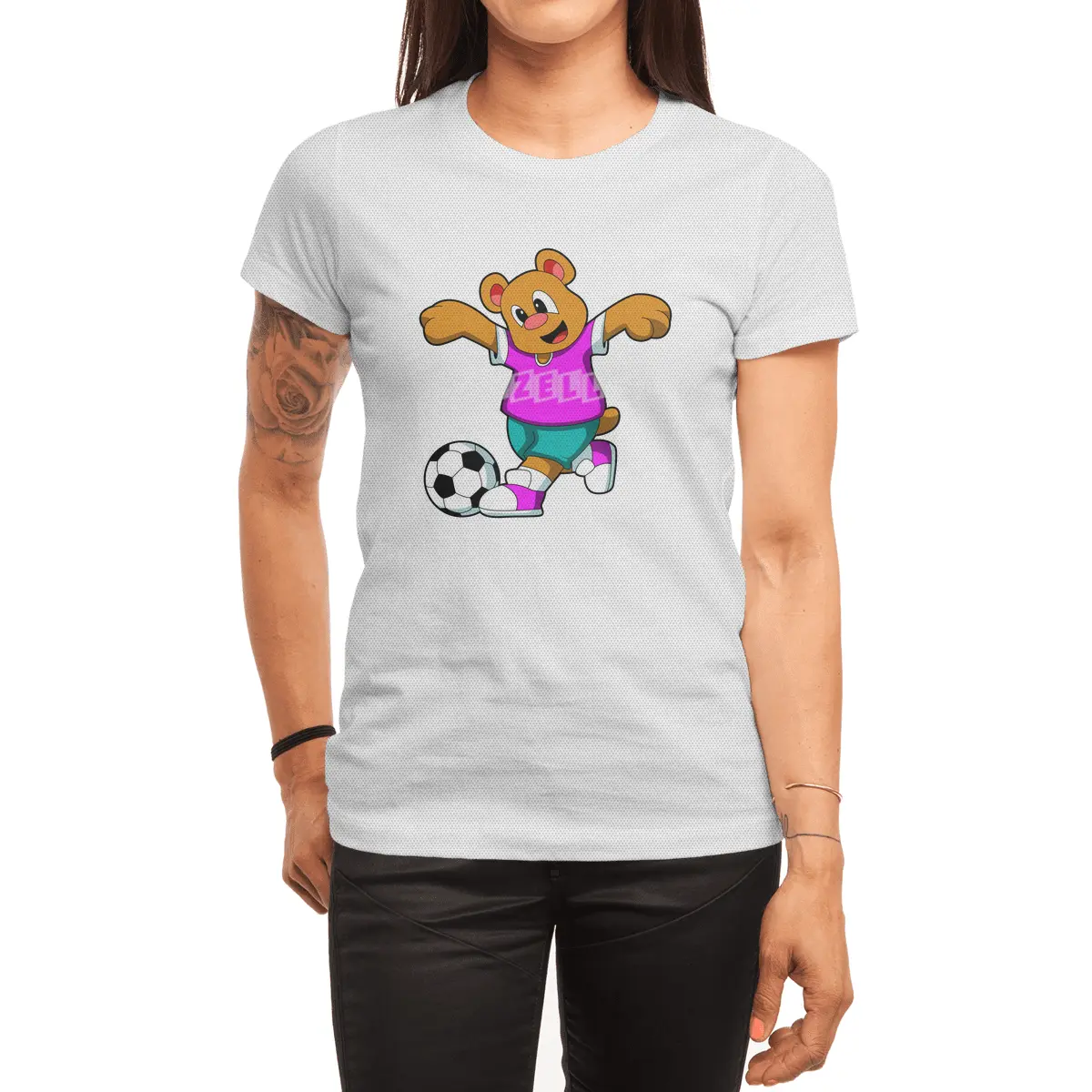 Bear at Sports with Soccer Spor T-Shirt