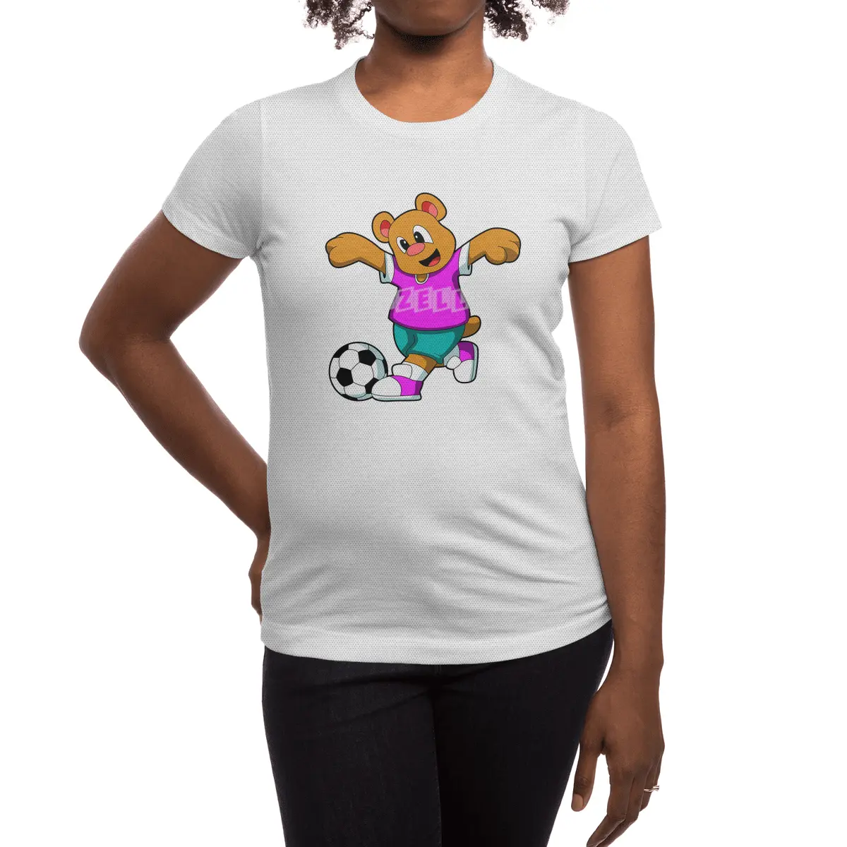 Bear at Sports with Soccer Spor T-Shirt
