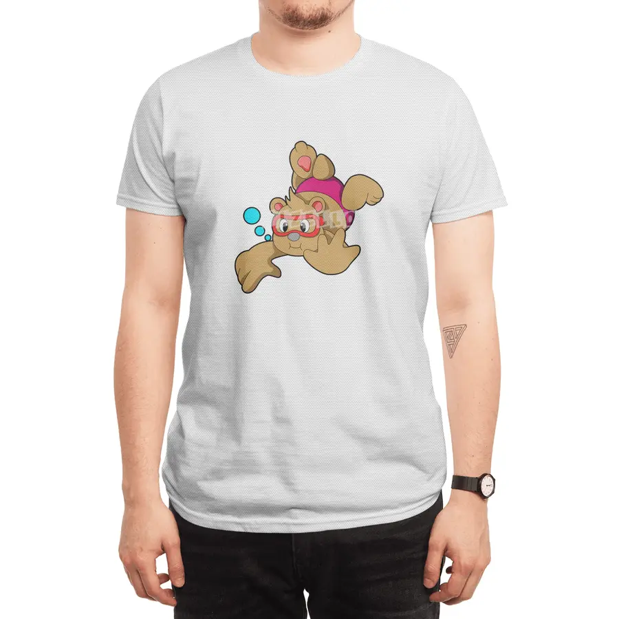 Bear at Swimming with Swimming goggles Spor T-Shirt