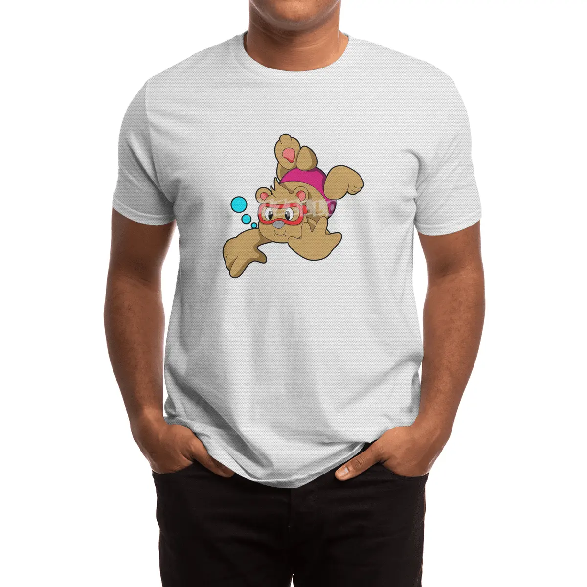 Bear at Swimming with Swimming goggles Spor T-Shirt